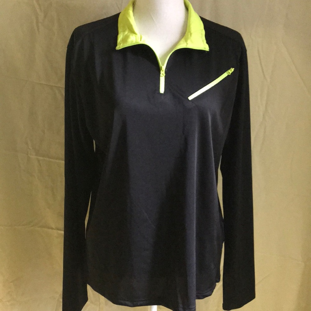 NWT athletic long sleeve black nylon blend shirt